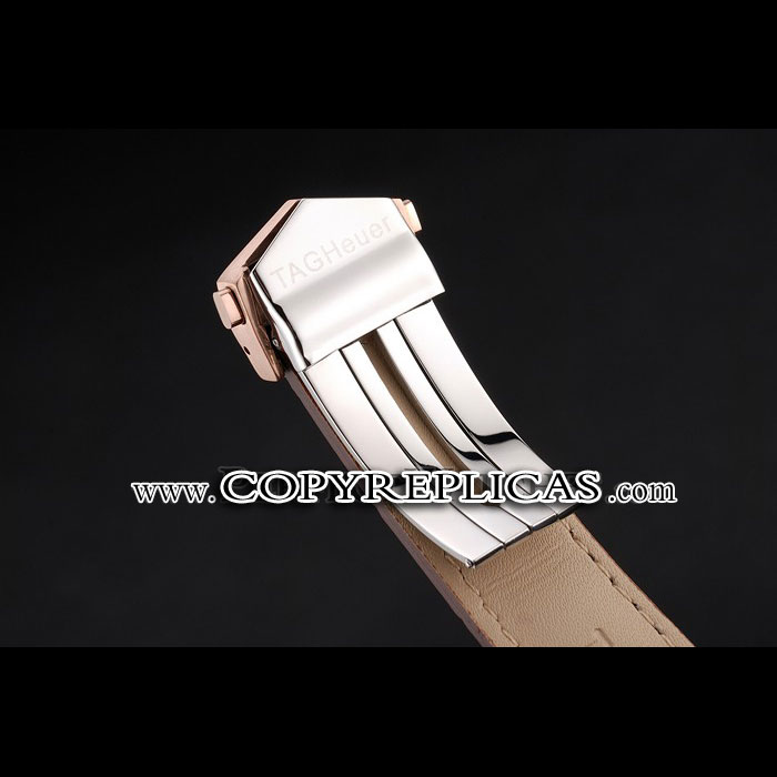 Tag Heuer Carrera Rose Gold Case White Dial Brown Leather Strap TG6690 - Photo-4