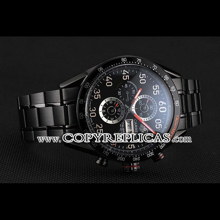 Tag Heuer Carrera Ion Plated Stainless Steel Bracelet Black Dial TG6692 - Photo-2