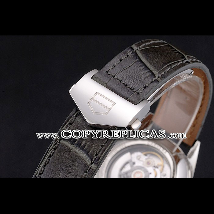 Swiss Tag Heuer Carrera Calibre 5 Gray Dial Rose Gold Case Black Leather Strap TG6715 - Photo-3
