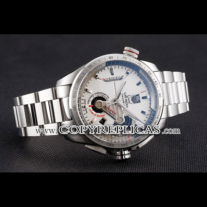 Tag Heuer Swiss Carrera Tachymeter Bezel Stainless Steel White Dial TG6720 - Photo-2