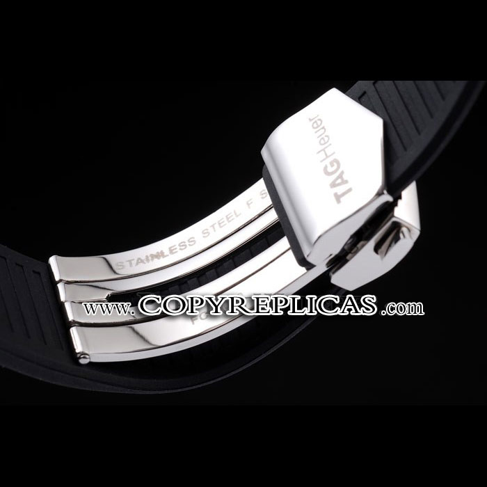 Tag Heuer Swiss SLR Tachymeter Bezel Black Rubber Strap White Dial TG6726 - Photo-4