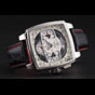 Tag Heuer Monaco Black Perforated Leather Strap White Dial TG6672 - thumb-2
