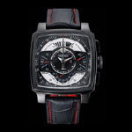 Tag Heuer Monaco Black-Red Perforated Leather Strap Black Dial TG6697