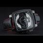 Tag Heuer Monaco Black-Red Perforated Leather Strap Black Dial TG6697 - thumb-2