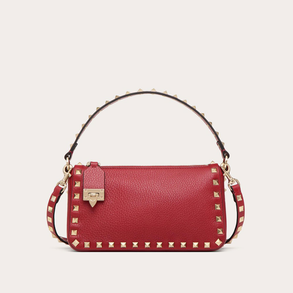 Valentino Small Rockstud Grainy Calfskin Crossbody Bag 5W2B0J47VSF0RO