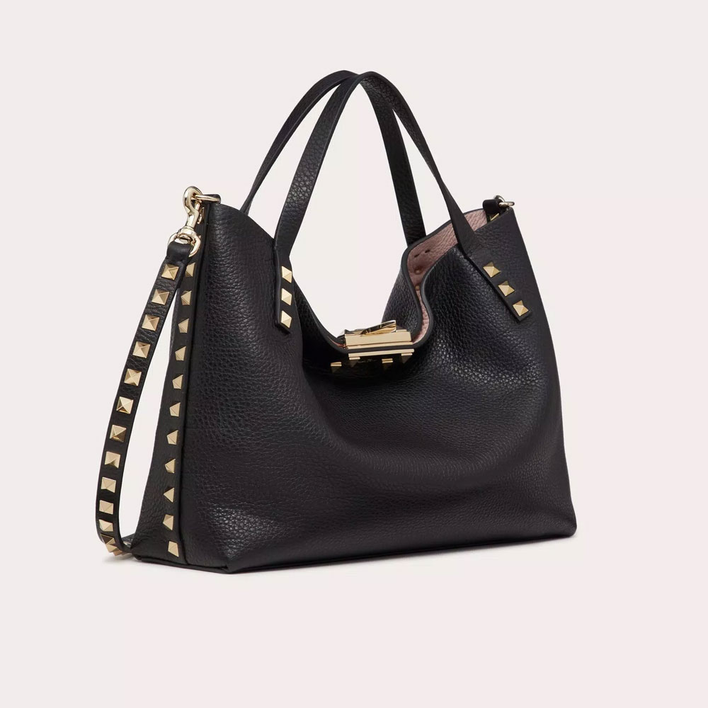 Valentino Small Rockstud Grainy Calfskin Bag With Contrasting Lining 5W2B0K11VSN44A - Photo-2