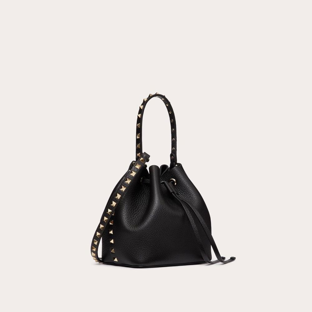 Valentino Rockstud Grainy Calfskin Bucket Bag 5W2B0L31VSF0NO - Photo-2