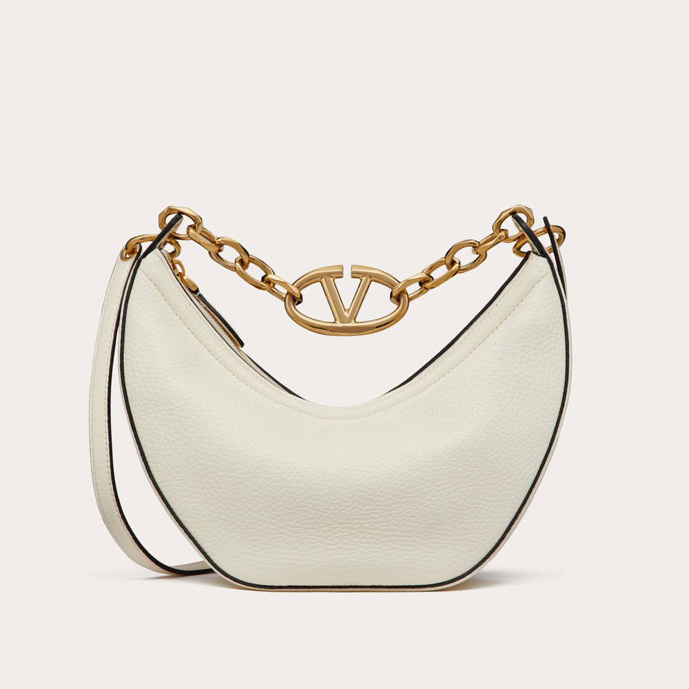 Valentino Small Vlogo Moon Hobo Bag In Grainy Calfskin 5W2B0Q42JDK098