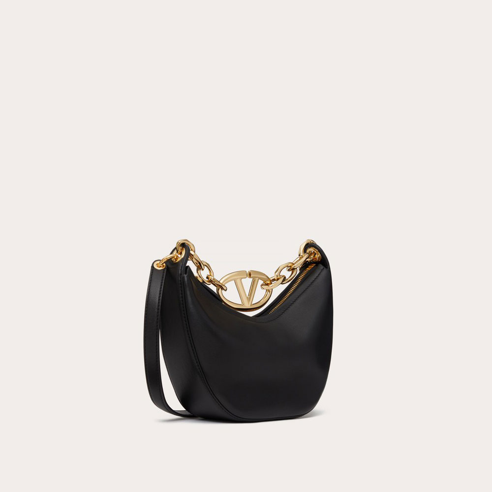 Valentino Vlogo Moon Mini Hobo Bag In Nappa With Chain 5W2B0Q43PHV0NO - Photo-2