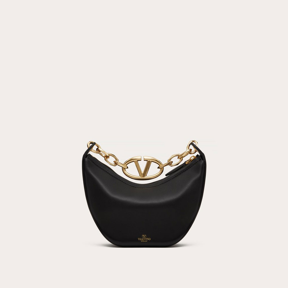 Valentino Vlogo Moon Mini Hobo Bag In Nappa With Chain 5W2B0Q43PHV0NO - Photo-3