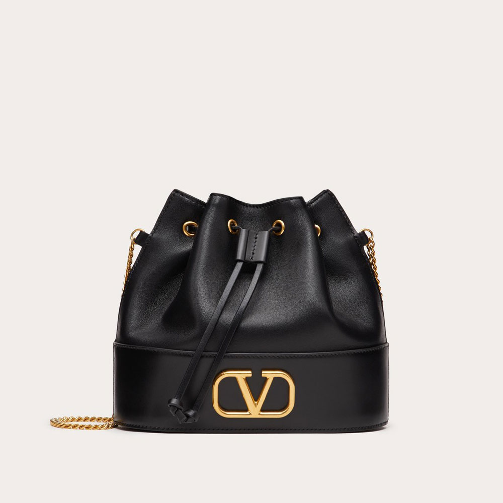 Valentino Mini Bucket Bag In Nappa With Vlogo Signature Chain 5W2P0T83HPF0NO