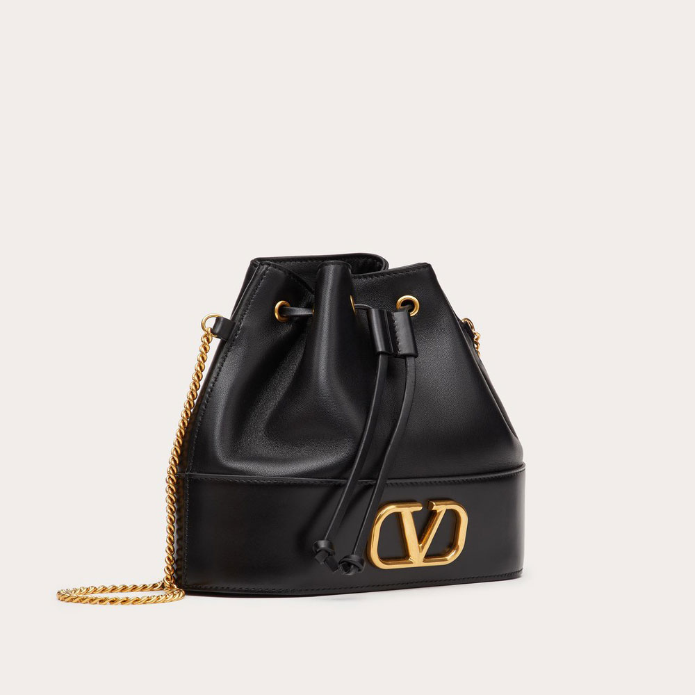 Valentino Mini Bucket Bag In Nappa With Vlogo Signature Chain 5W2P0T83HPF0NO - Photo-3