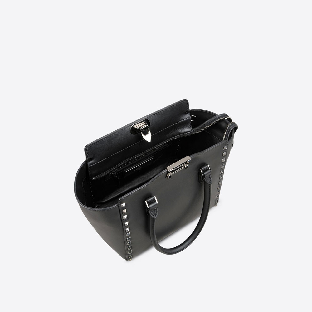Valentino Garavani Rockstud Noir small double handle bag LW2B0540VB4 0NO - Photo-3