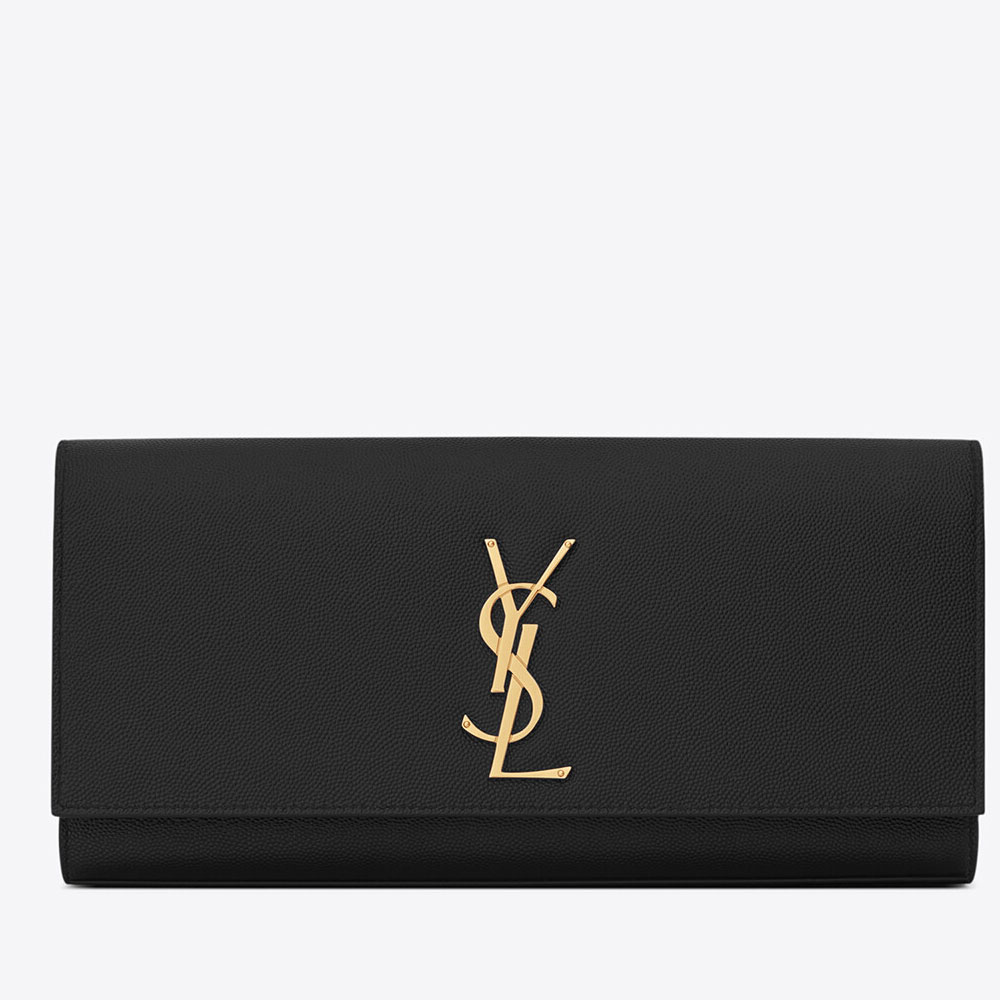 YSL Kate Clutch In Grain De Poudre Embossed Leather 326079 BOW0J 1000 - Photo-2