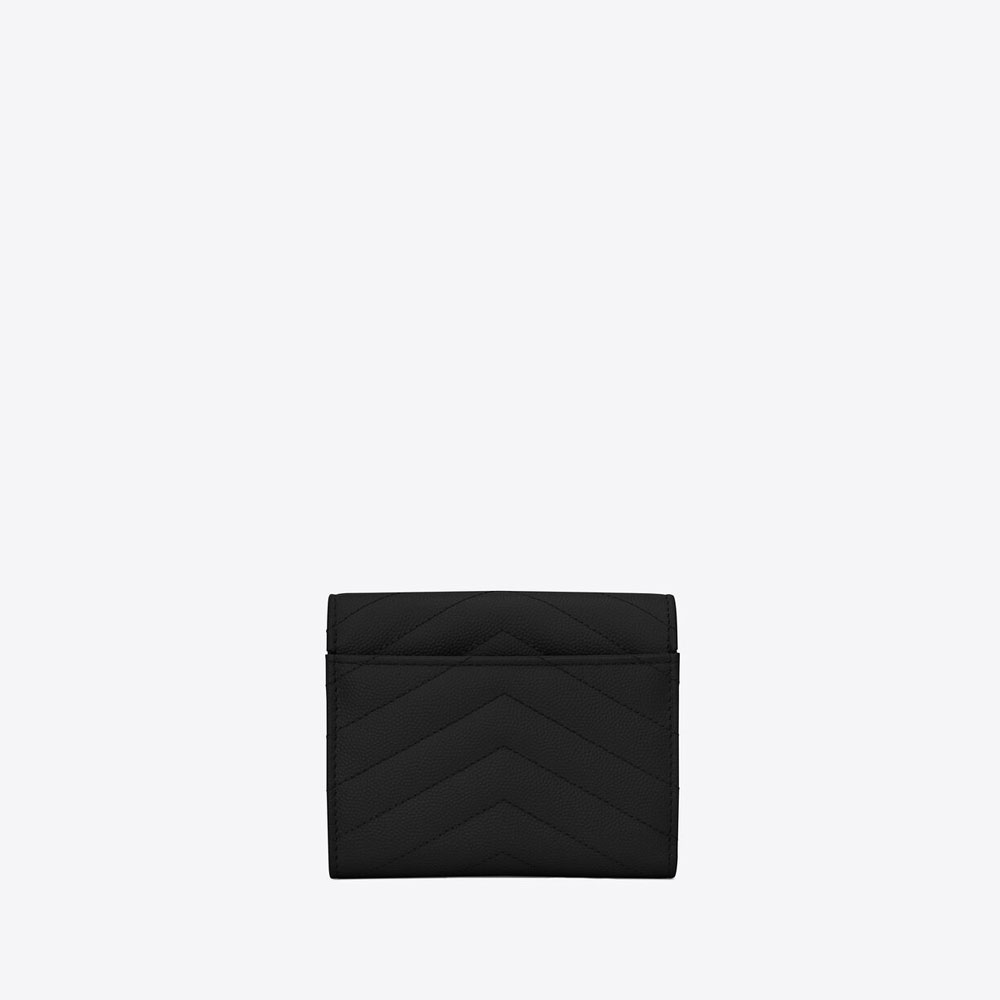 YSL Cassandre Matelasse Compact Tri Fold Wallet Grain De 403943 BOW01 1000 - Photo-4