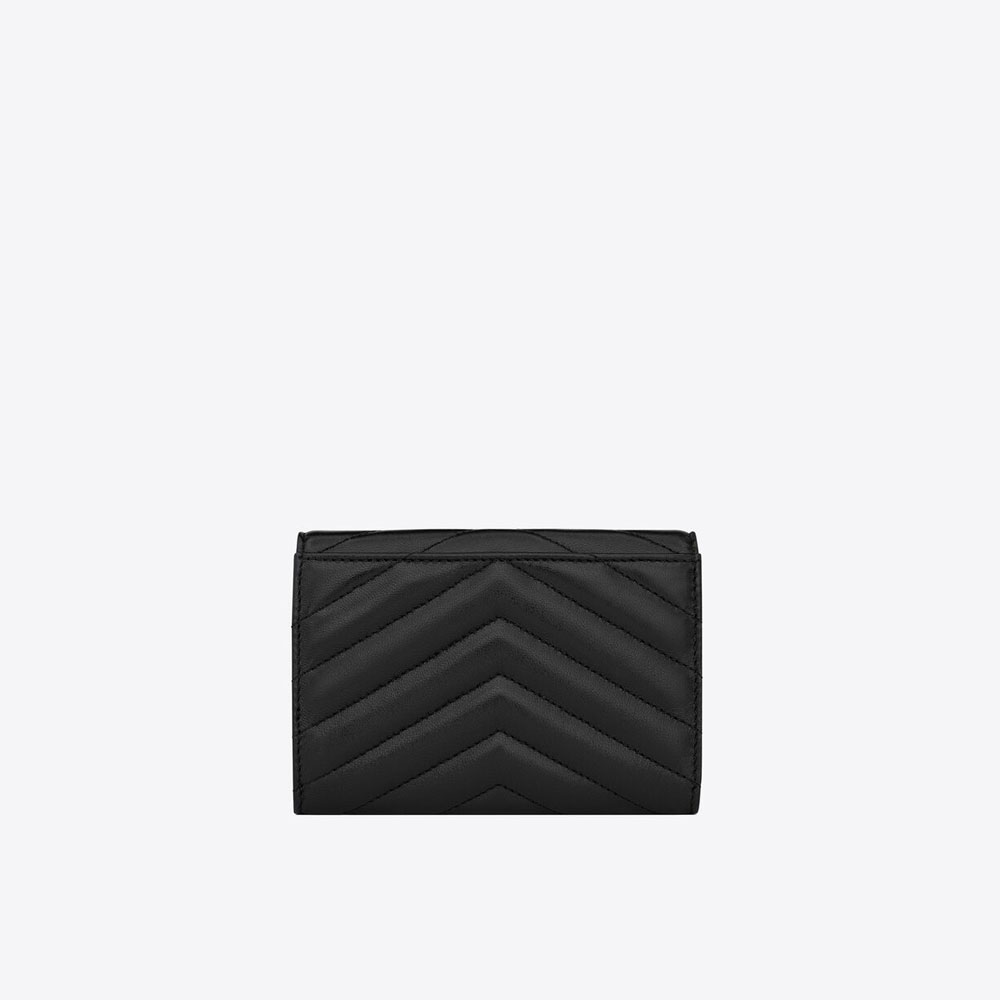 YSL Cassandre Matelasse Small Envelope Wallet In Quilted 414404 AAA44 1000 - Photo-3