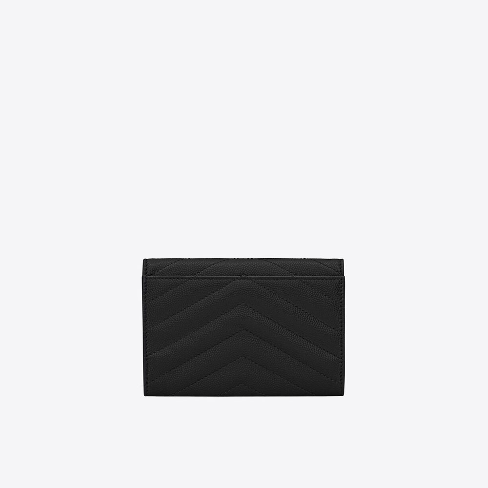 YSL Cassandre Matelasse Small Envelope Wallet In Grain De Poudre 414404 BOW01 1000 - Photo-3