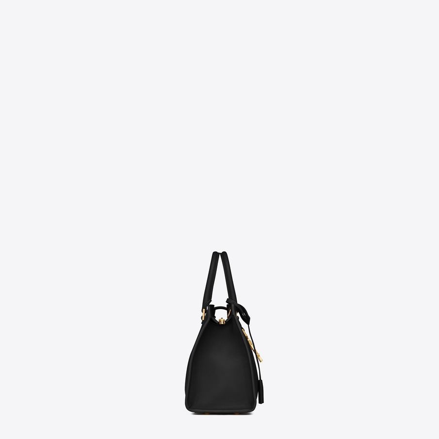 YSL baby monogram Saint Laurent cabas bag in black leather 45285292IQ - Photo-3