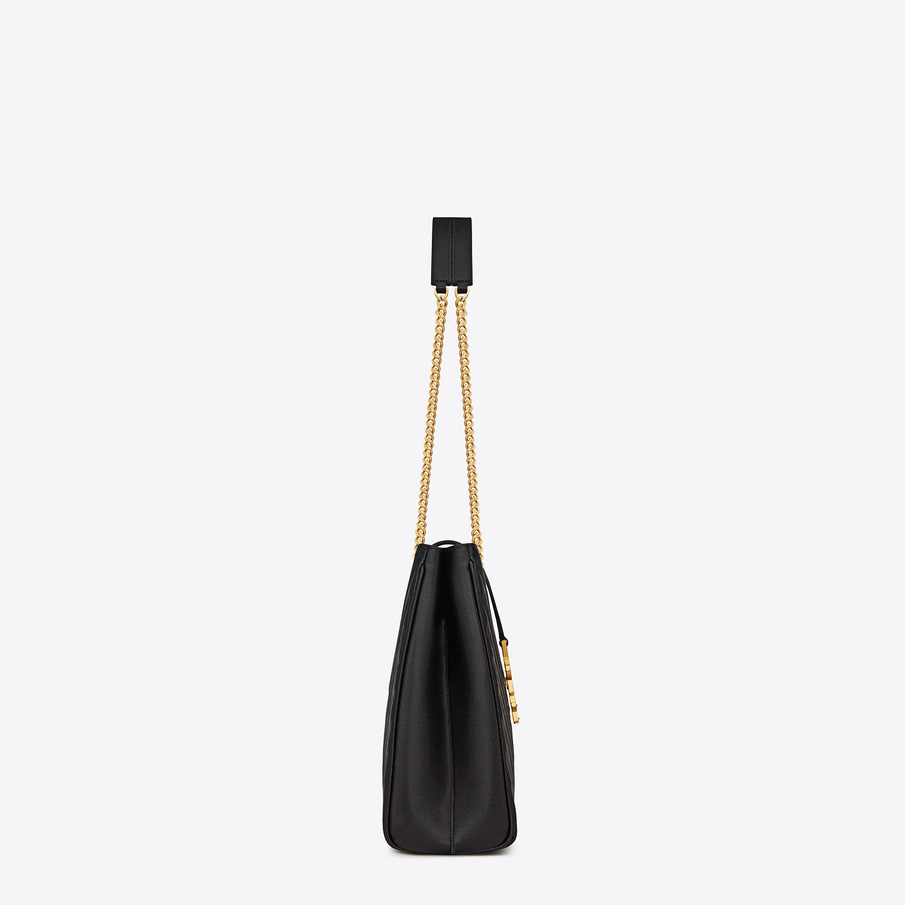 classic monogram Saint Laurent shopping bag in black grain de poudre 45310181WI - Photo-3