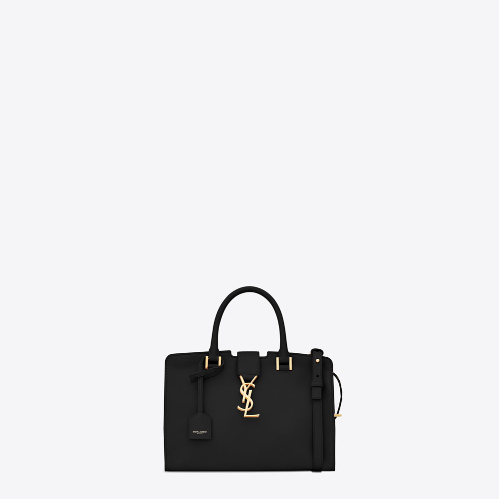 Saint Laurent Baby Cabas Ysl Bag In Black Leather 45316594PC