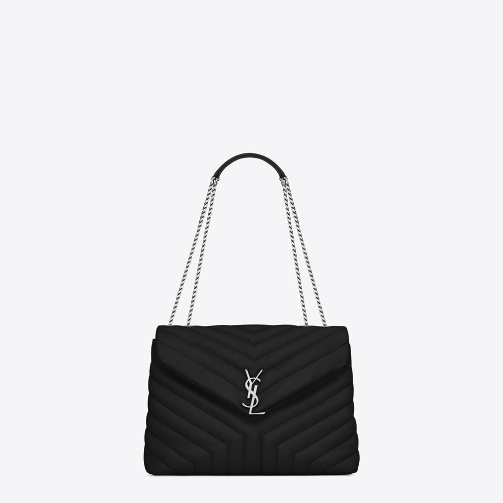 Saint Laurent Medium Loulou Chain Bag In Black Y Matelasse Leather 45324833IN
