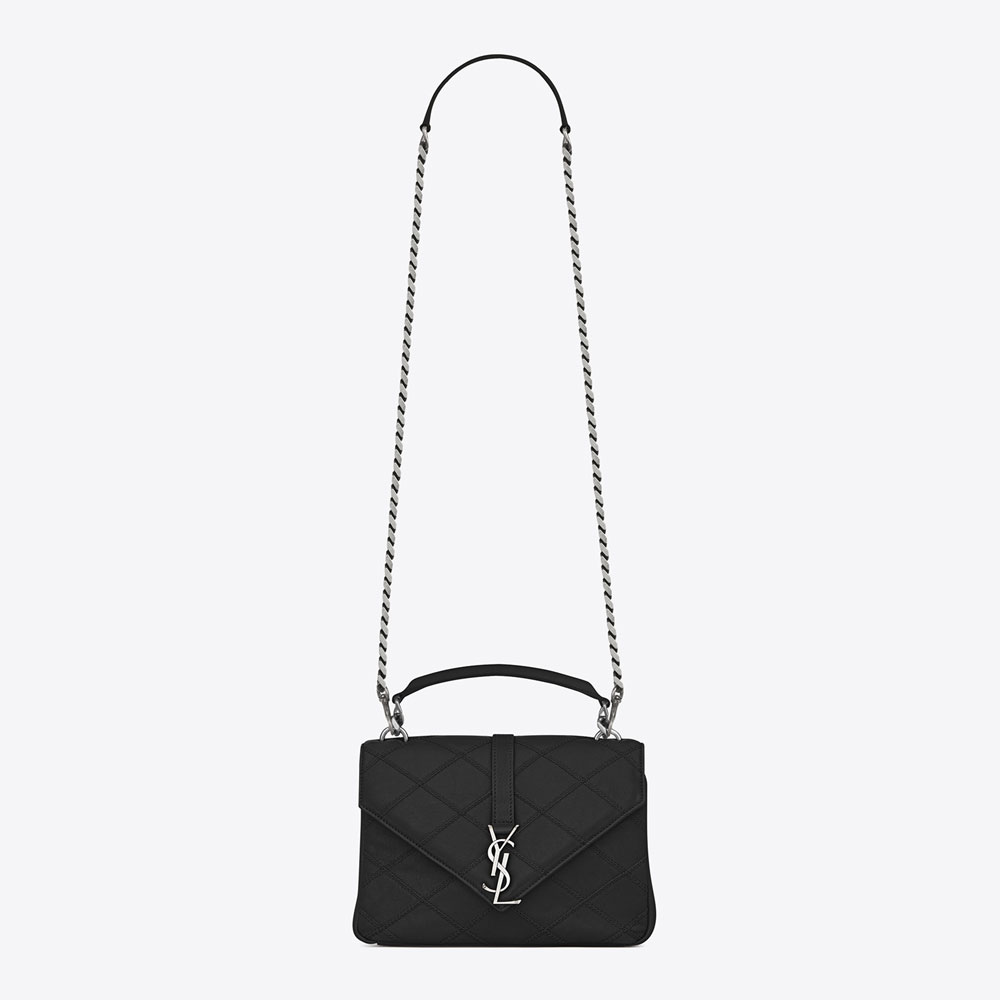 Saint Laurent Classic Medium College Bag In Black Diamond Matelasse Leather 45336002TF