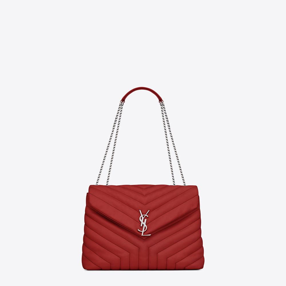 Saint Laurent Medium Loulou Chain Bag In Lipstick Red 45336019WK
