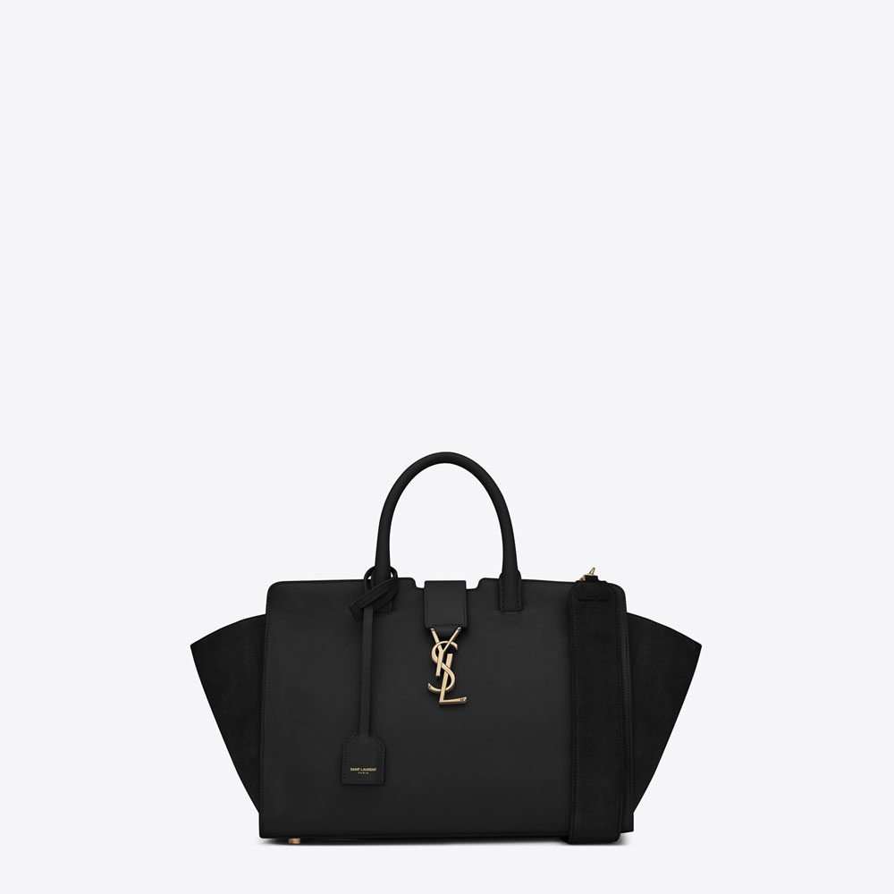 Saint Laurent Small Downtown Cabas Bag In Black Leather And Suede 45341420JR