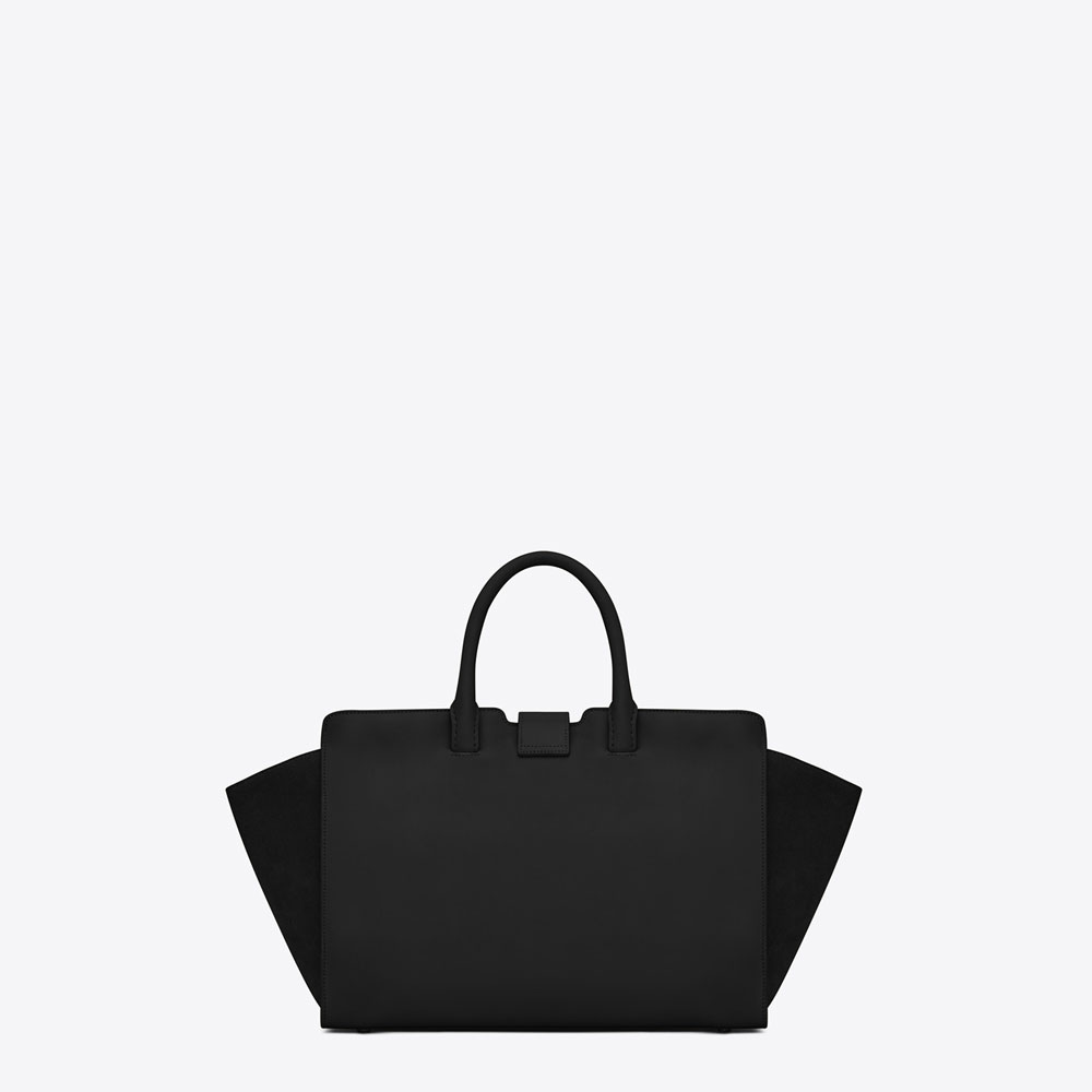 Saint Laurent Small Downtown Cabas Bag In Black Leather And Suede 45341420JR - Photo-2