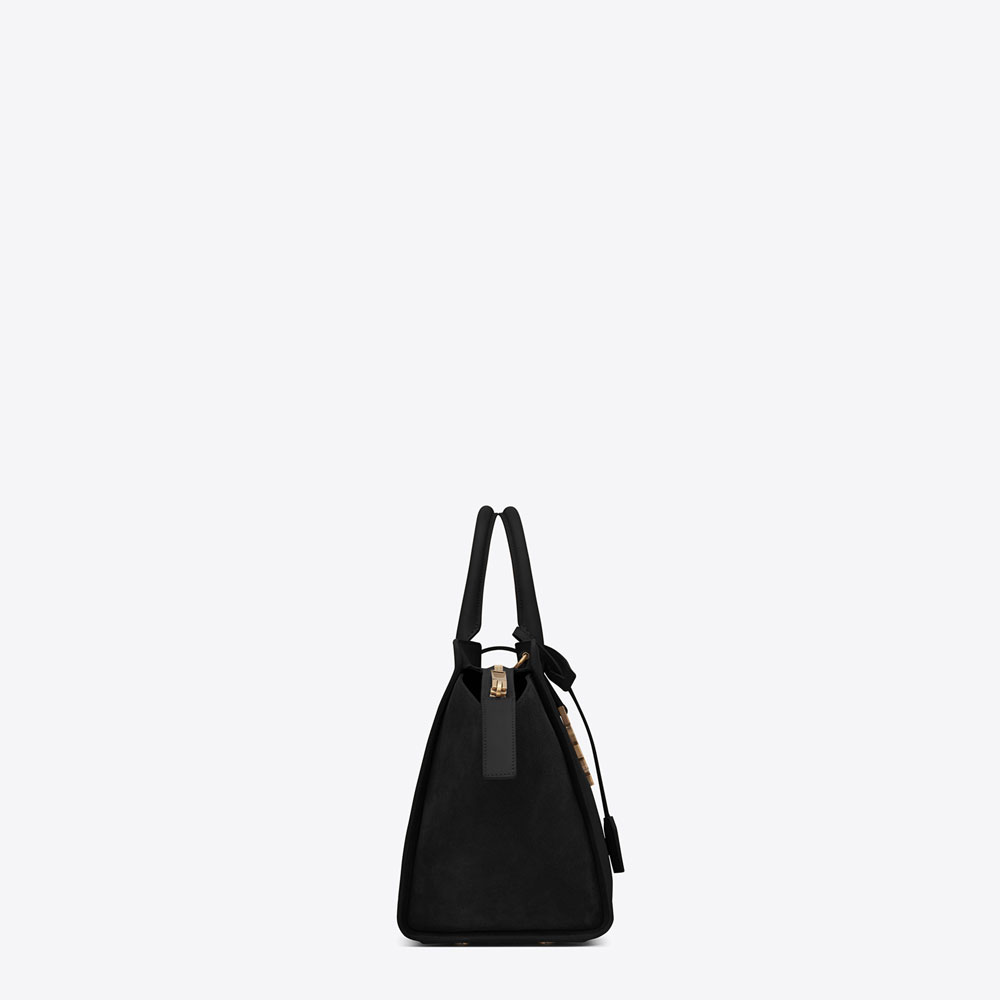 Saint Laurent Small Downtown Cabas Bag In Black Leather And Suede 45341420JR - Photo-3