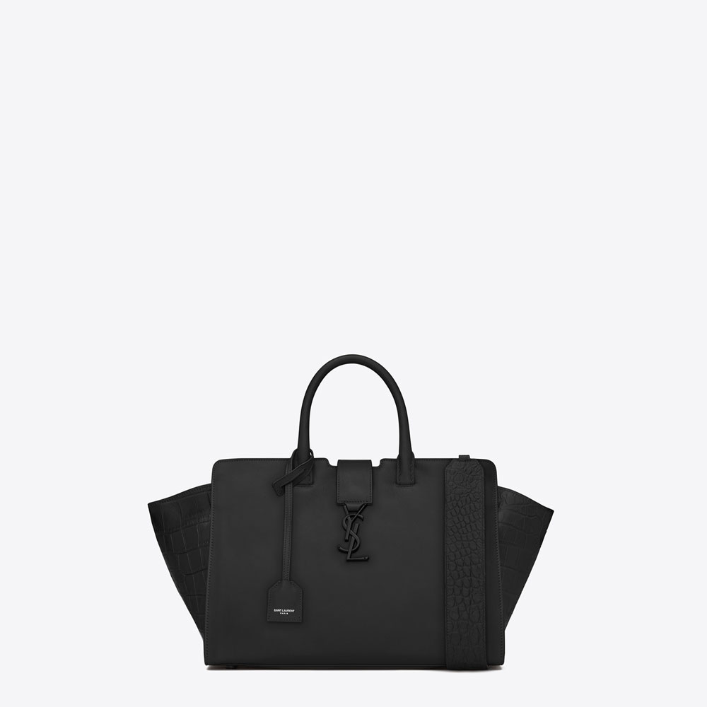 Saint Laurent Small Downtown Cabas Bag In Black Leather And Suede 45352154TE