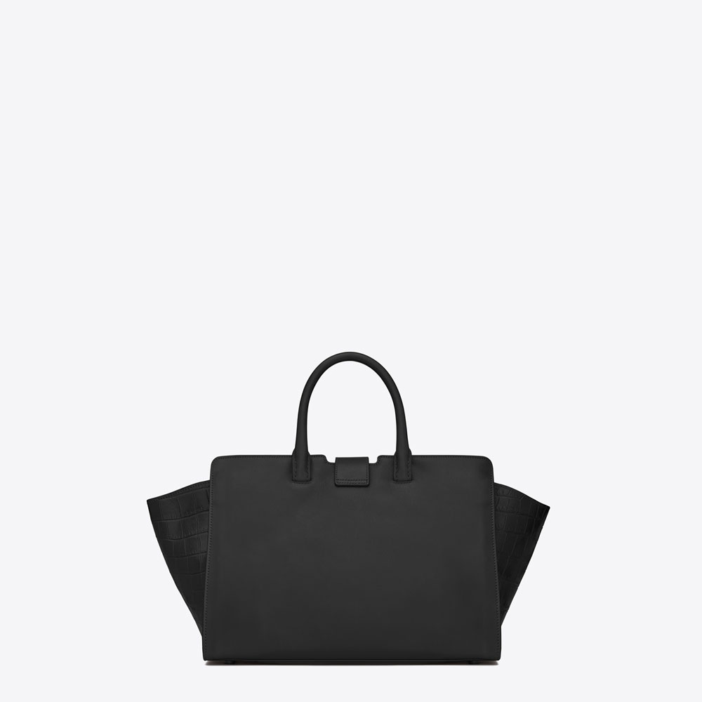 Saint Laurent Small Downtown Cabas Bag In Black Leather And Suede 45352154TE - Photo-2