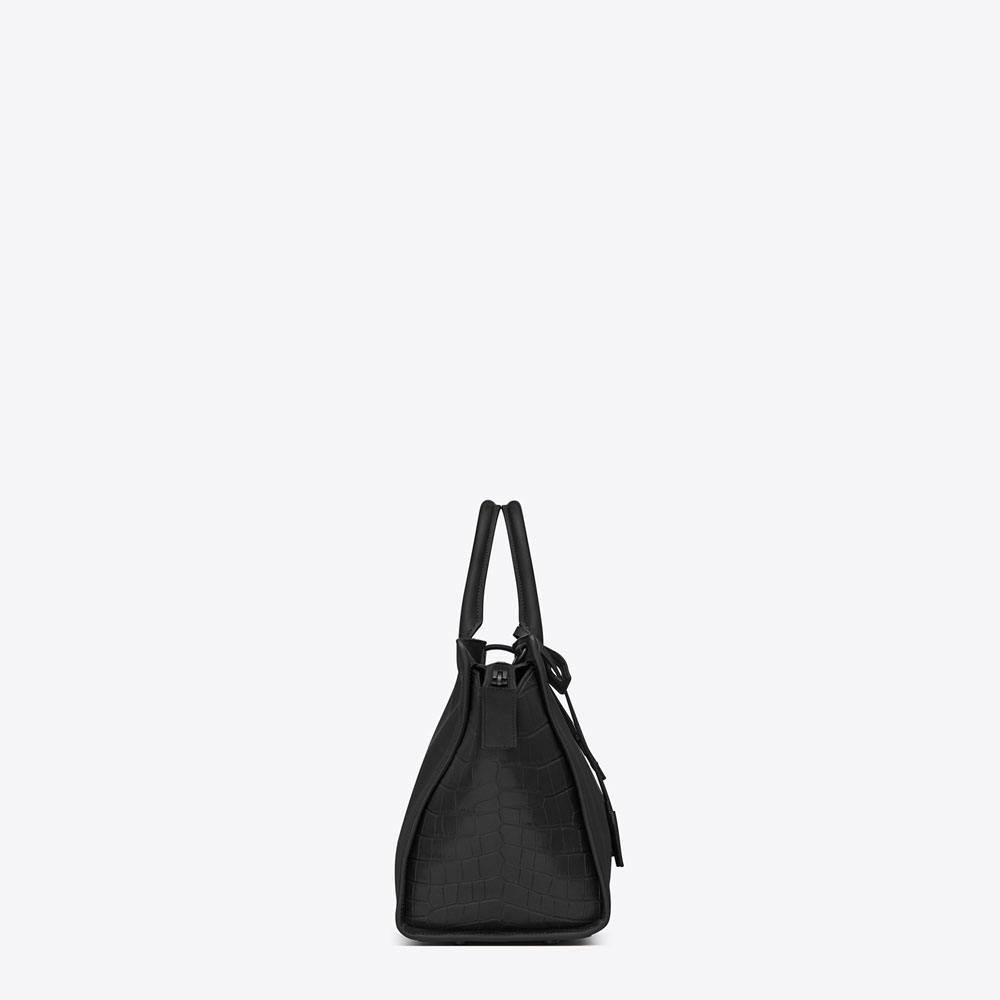 Saint Laurent Small Downtown Cabas Bag In Black Leather And Suede 45352154TE - Photo-3