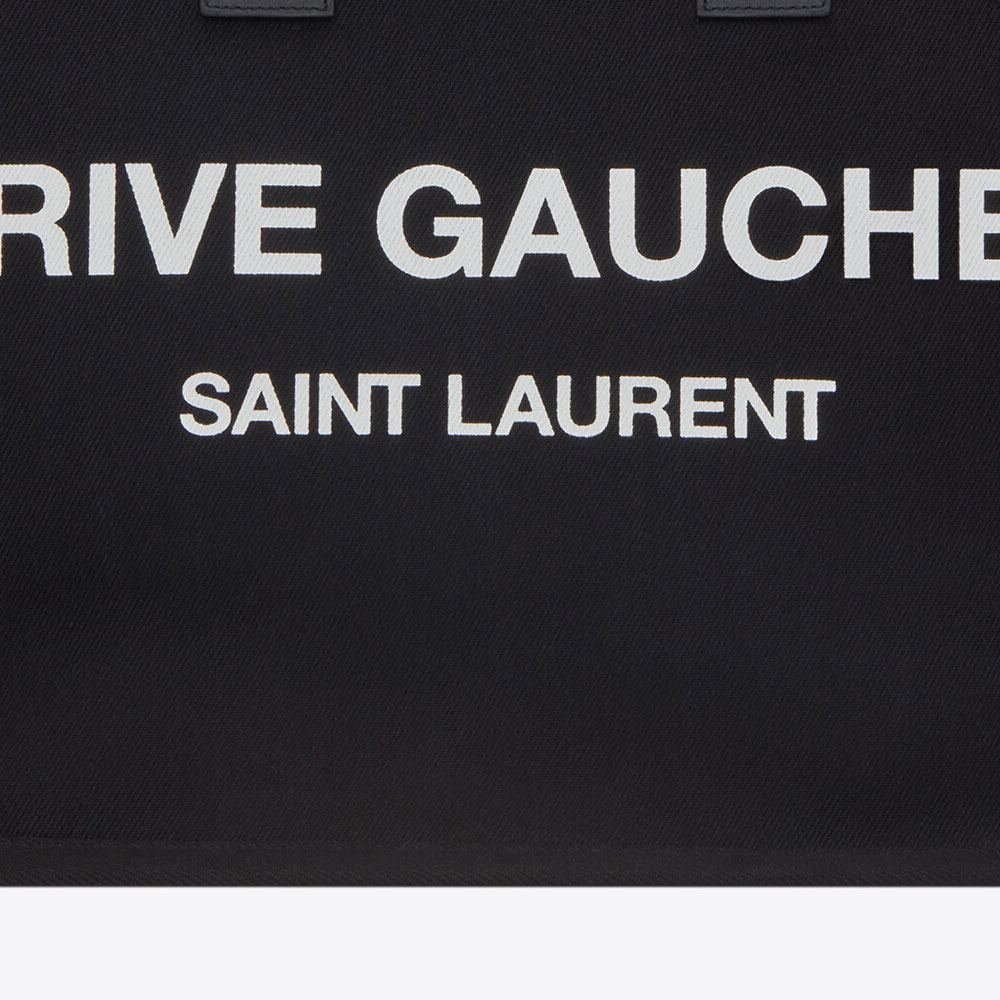 YSL Rive Gauche Tote Bag In Linen And Leather 499290 96N9D 1070 - Photo-2
