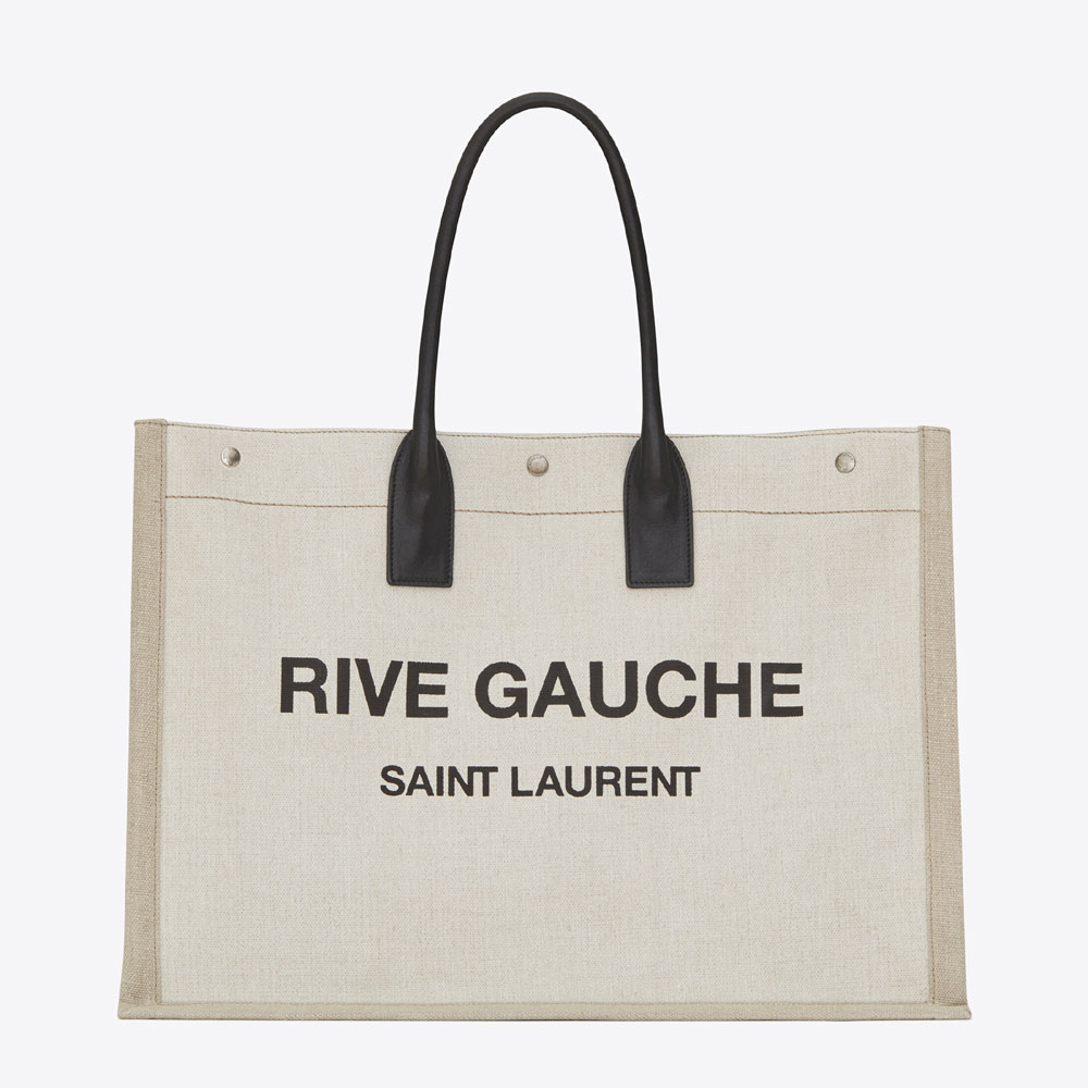 YSL Rive Gauche Tote Bag In Linen And Leather 499290 9J52E 9280