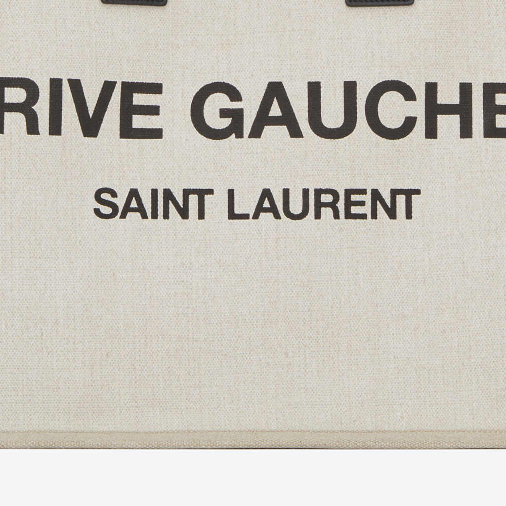 YSL Rive Gauche Tote Bag In Linen And Leather 499290 9J52E 9280 - Photo-2
