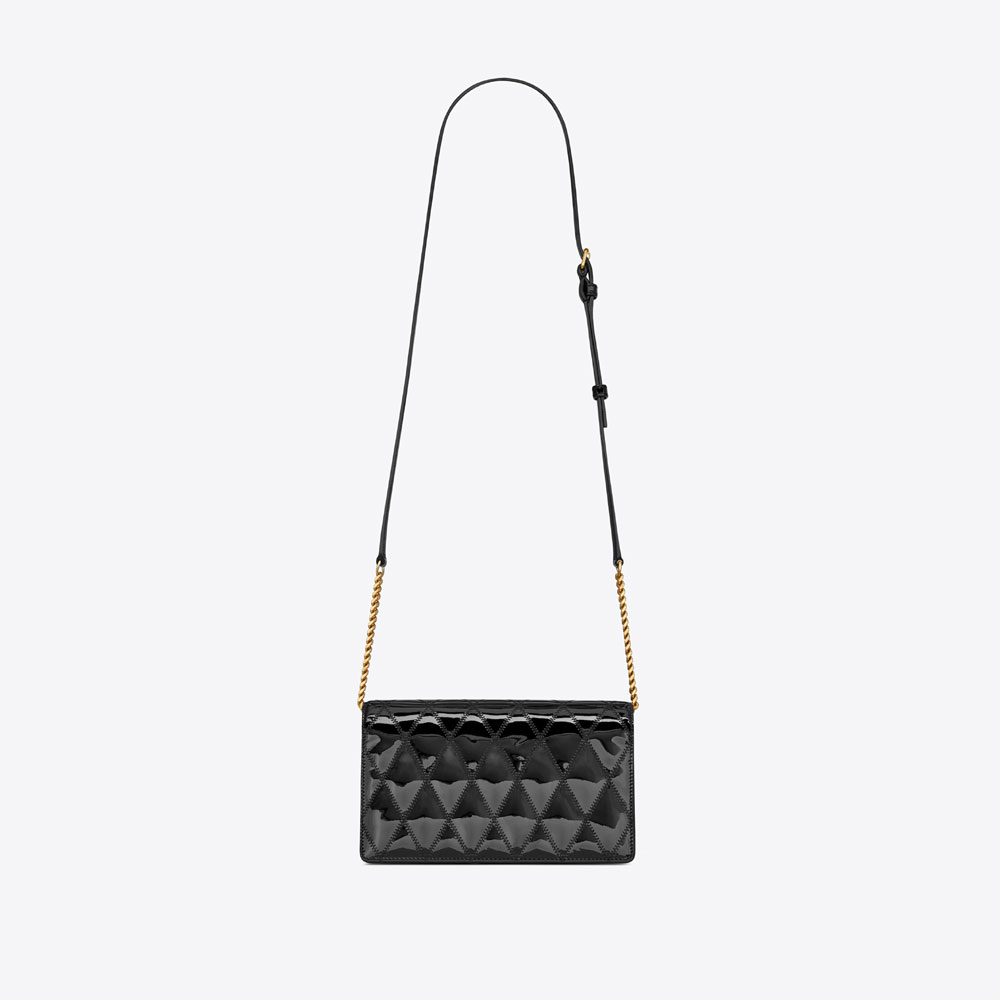 YSL ANGIE Chain Bag In Diamond Quilted Patent 568906 0UFO1 1000 - Photo-2