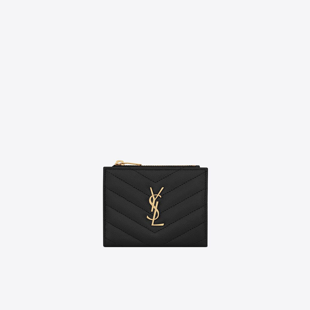 YSL Cassandre Matelasse Bi-Fold Wallet In Grain De Poudre 575879 BOW01 1000