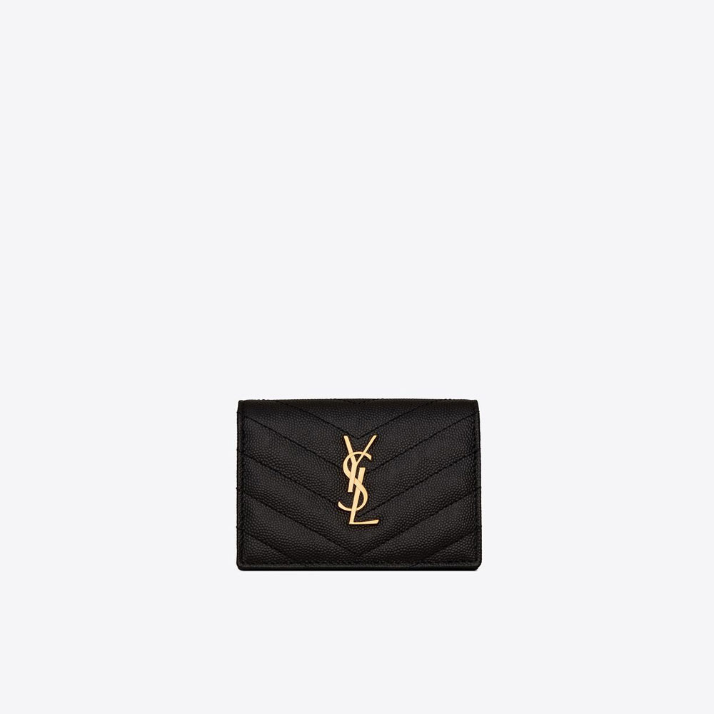 YSL Cassandre Matelasse Business Card Case Grain De 596323 BOWA1 1000