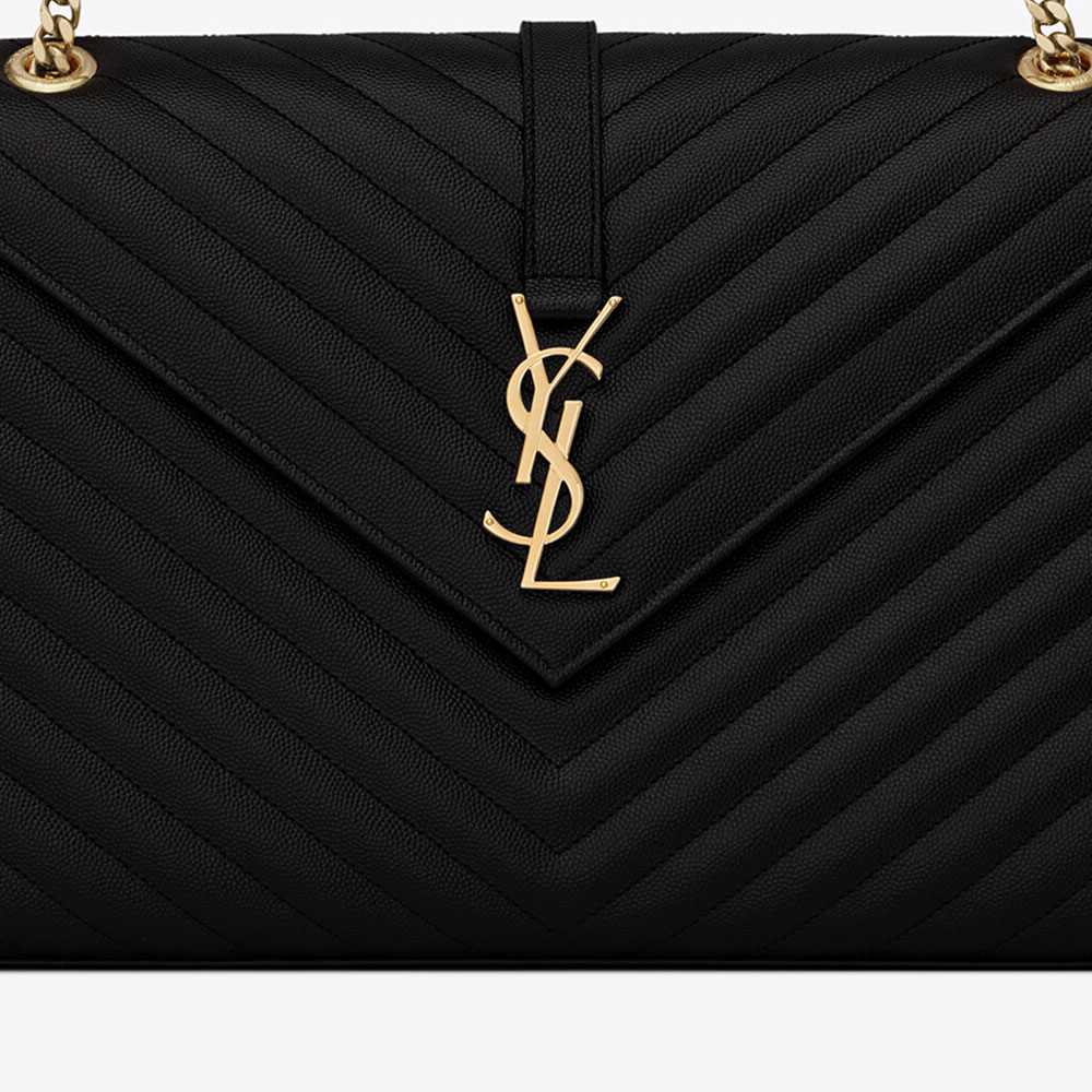 YSL Envelope Large Bag In Quilted Embossed Leather 600166 BOW01 1000 - Photo-2