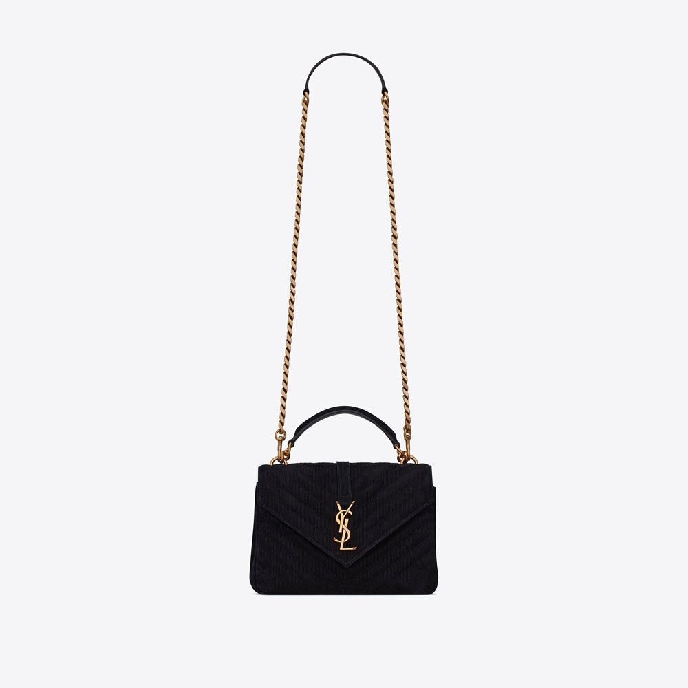YSL College Medium Chain Bag In Quilted Suede 600279 AAAOJ 1000