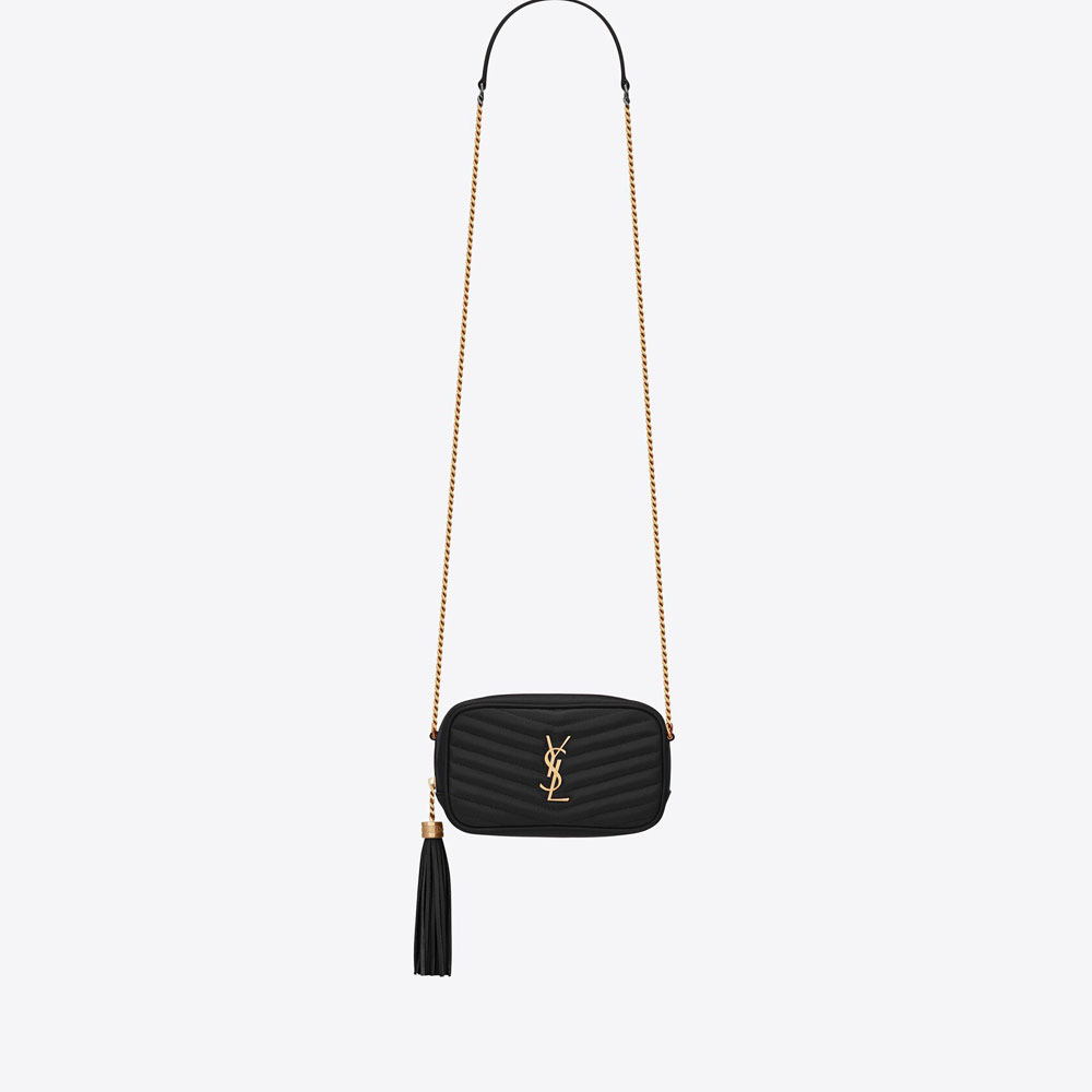 YSL Lou Mini Bag In Quilted Grain De Poudre Leather 612579 1GF01 1000