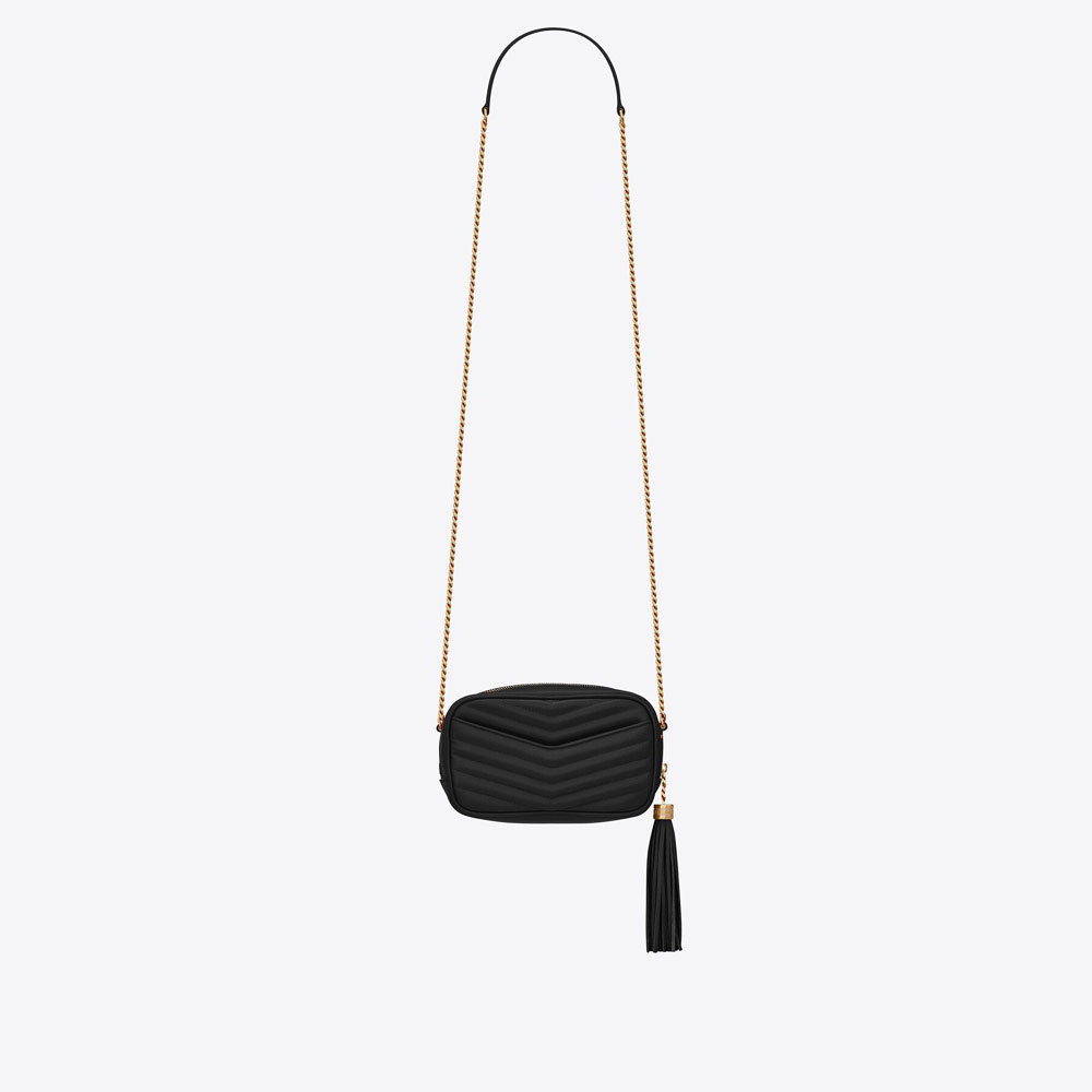 YSL Lou Mini Bag In Quilted Grain De Poudre Leather 612579 1GF01 1000 - Photo-2