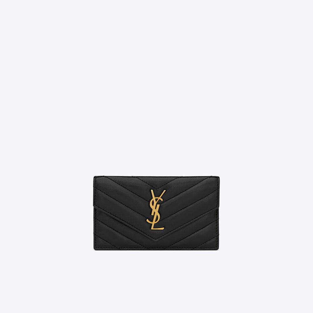 YSL Cassandre Matelasse Fragments Card Case Quilted Lamb 612808 AAA44 1000