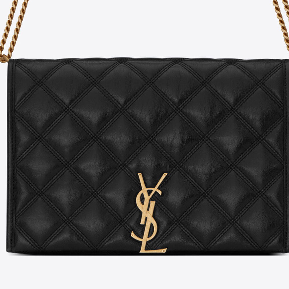 YSL Becky Mini Chain Bag In Carre Quilted Lambskin 629246 1D319 1000 - Photo-2