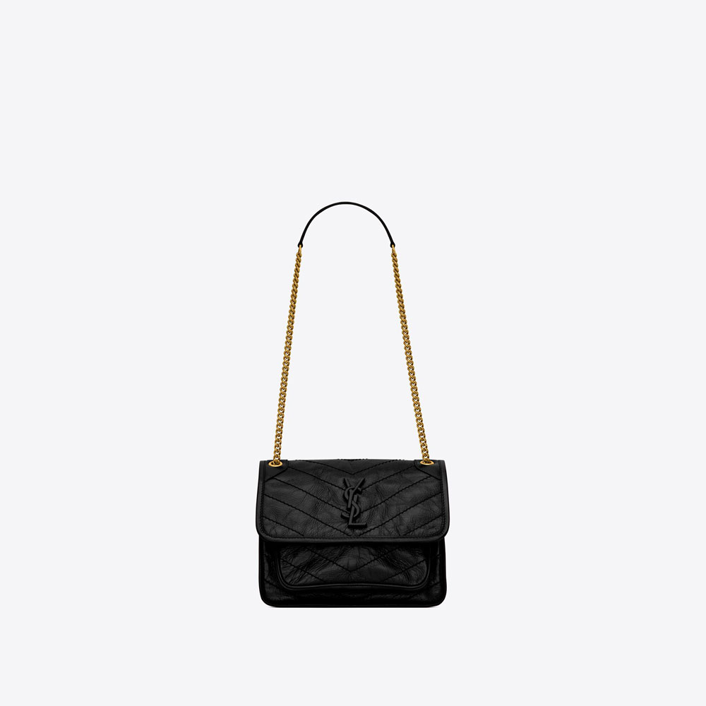 YSL Niki Baby Chain Bag In Crinkled Vintage Leather 633160 0EN07 1000