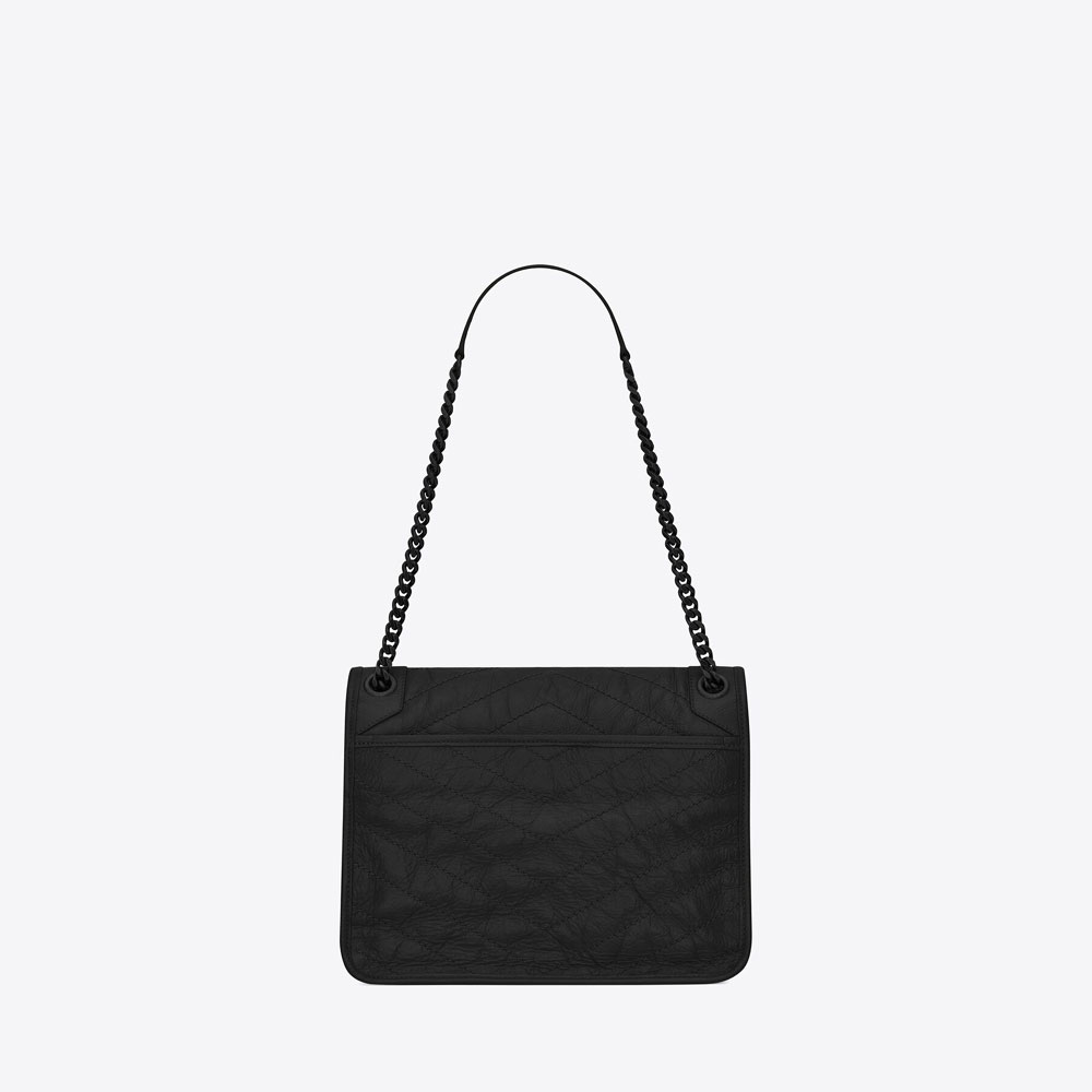 YSL Niki Medium Chain Bag In Crinkled Vintage Leather 633184 0EN08 1000 - Photo-2