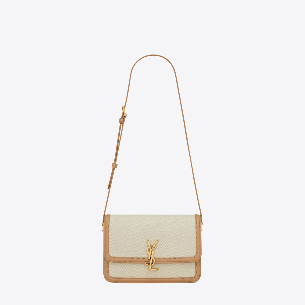 YSL Solferino Medium In Canvas And Vegetable Tanned 634305 FABE6 9066