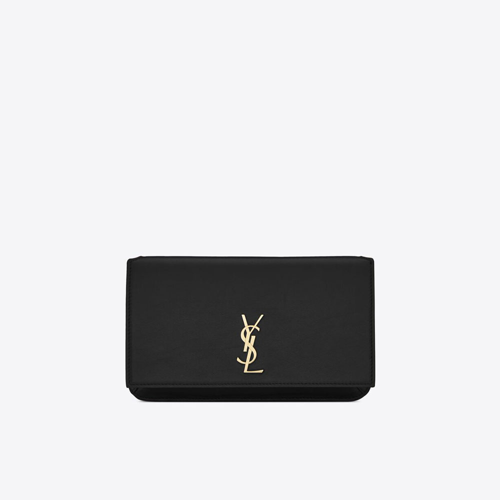 YSL Cassandre Phone Holder With Strap In Smooth Leather 635095 0U40J 1000 - Photo-2