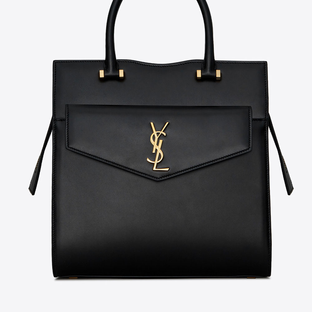 YSL Uptown Small Tote In Box Saint Laurent Leather 636542 0SX0J 1000 - Photo-2